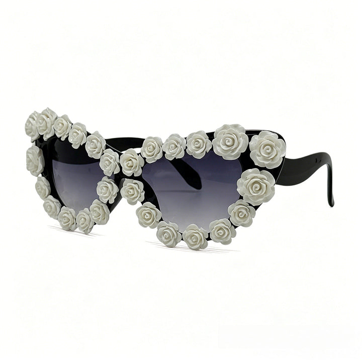 Women's Heart-Shaped Sunglasses with Floral Application Kalsten
