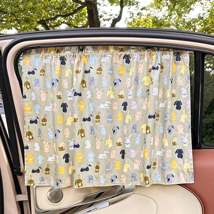 Unisex nan sun protection car curtain with elastic fastening strap and opaque cotton blend Kalsten