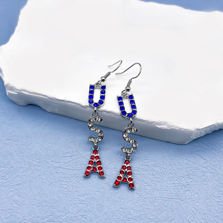Women's nan long patriotic mesh tassel dangle earrings Kalsten