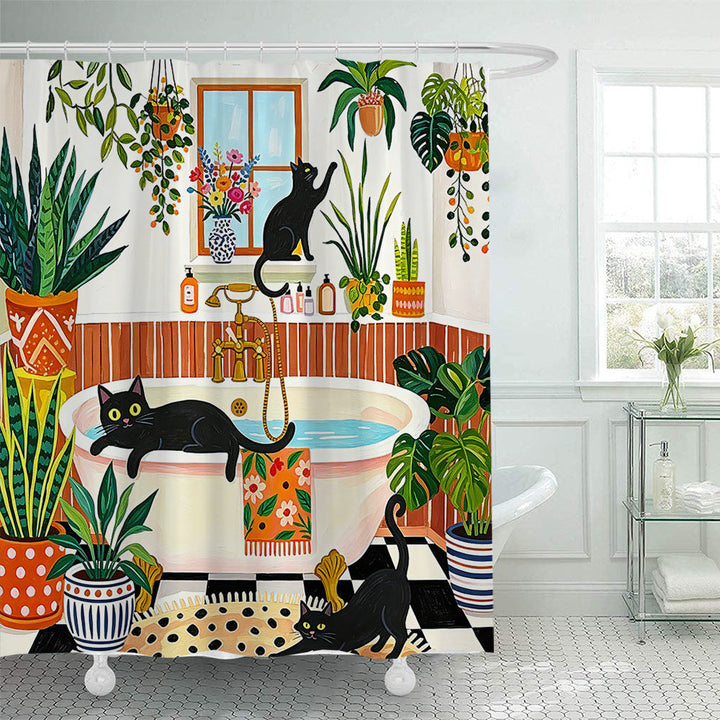 Cat-Themed Bathroom Shower Curtain Kalsten