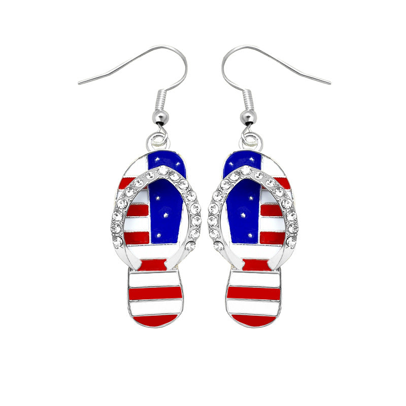 Women's earrings in flip-flop design with crystal embellishment and enamel flag motif Kalsten
