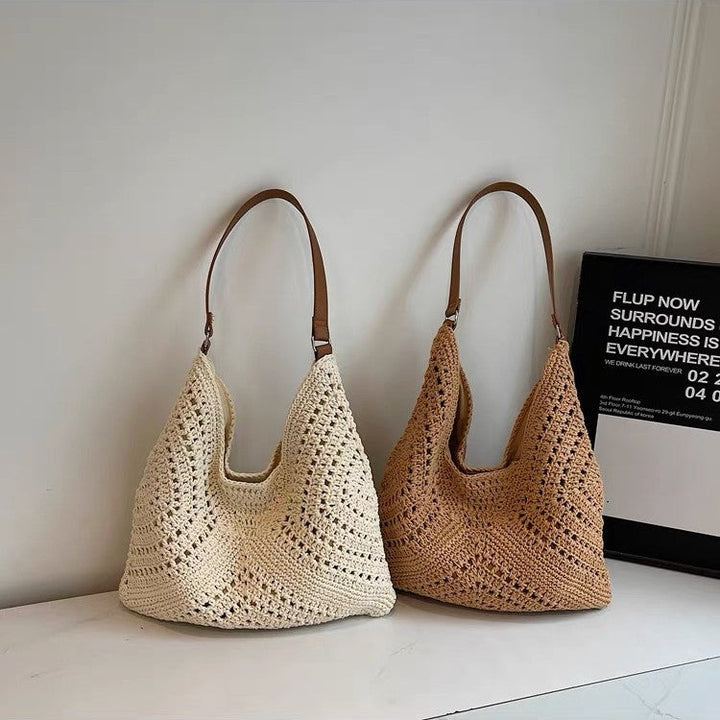 Knit shoulder bag with leather handles Kalsten