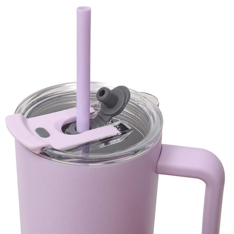 Unisex Insulated Drinking Cup with Handle and Integrated Straw Kalsten
