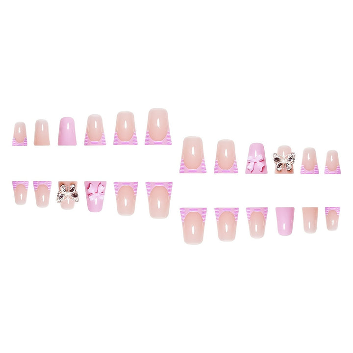 Decorative Press-On Nail Art Set with Butterfly and Bow Accents Kalsten