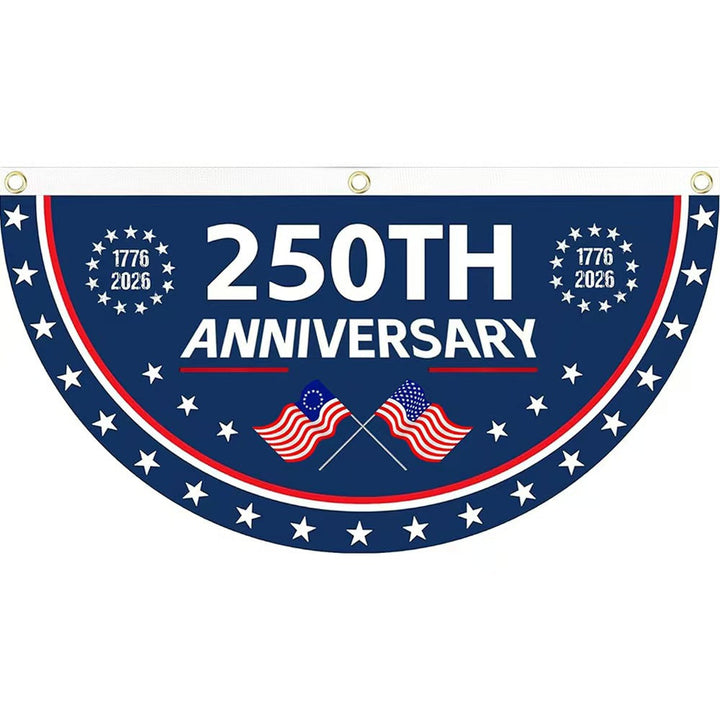 Unisex half-circle banner made of weatherproof polyester with metal eyelets and reinforced seams Kalsten
