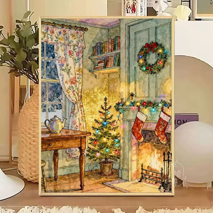 Cozy Winter-Themed Cafe Canvas Art Kalsten
