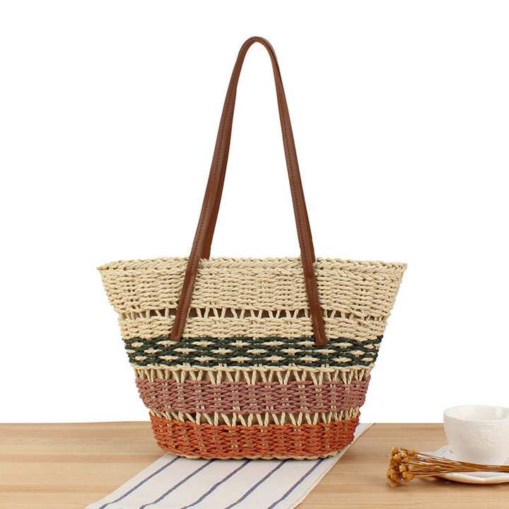 Braided Bast Handbag with Leather Handles Kalsten