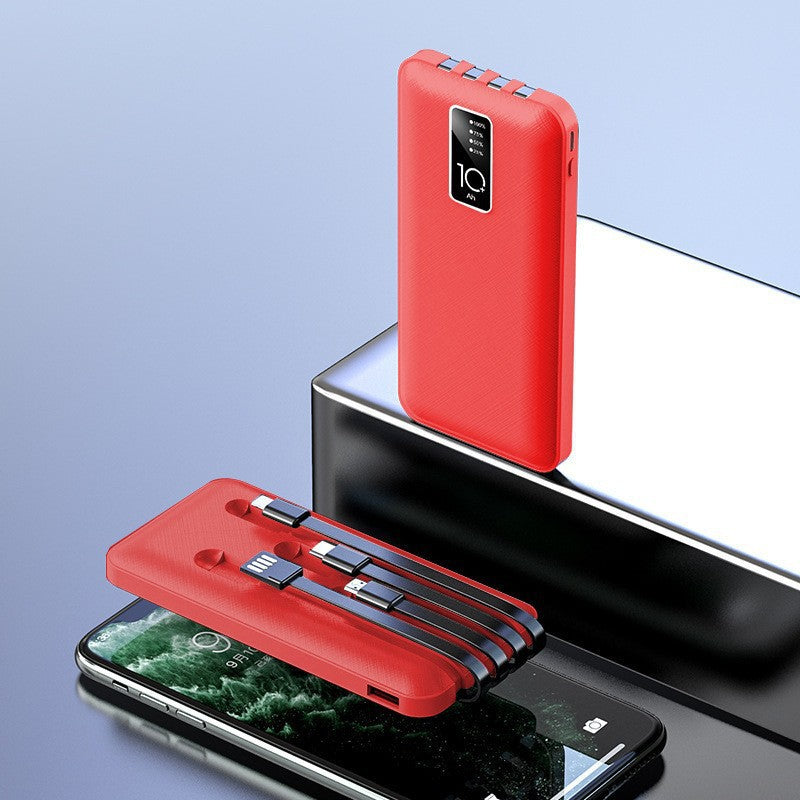 Portable power bank with integrated charging cables and digital charge level indicator Kalsten