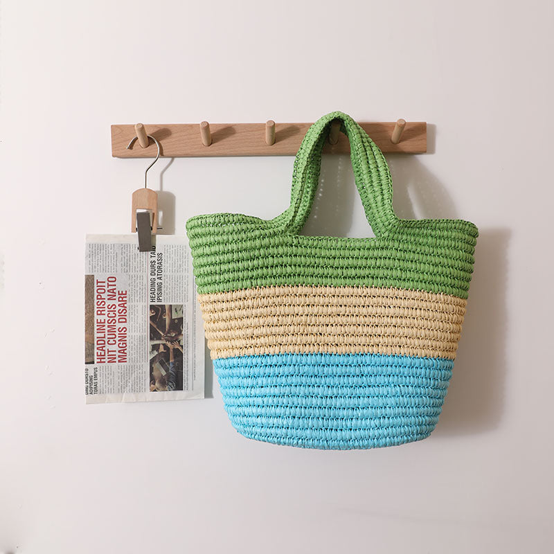 Handcrafted Durable Beach Bag with Cheerful Zigzag Pattern Kalsten