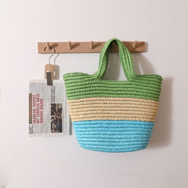 Handcrafted Durable Beach Bag with Cheerful Zigzag Pattern Kalsten
