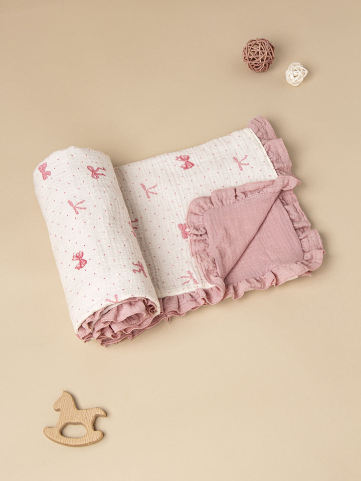 Soft Muslin Baby Blanket with Frill Edging kalsten