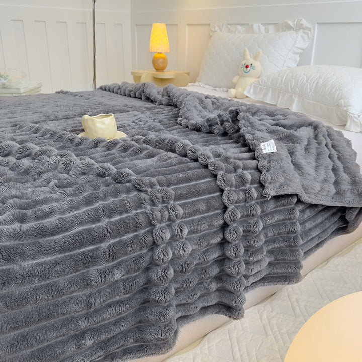 Women High-pile Cozy Blanket with Wave Pattern Kalsten