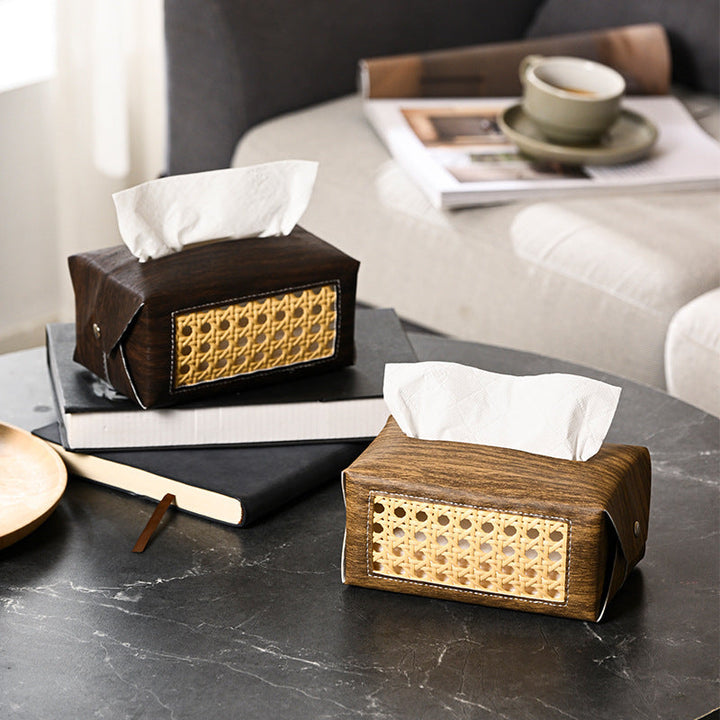 Decorative Rattan Patterned Tissue Box Holder Kalsten