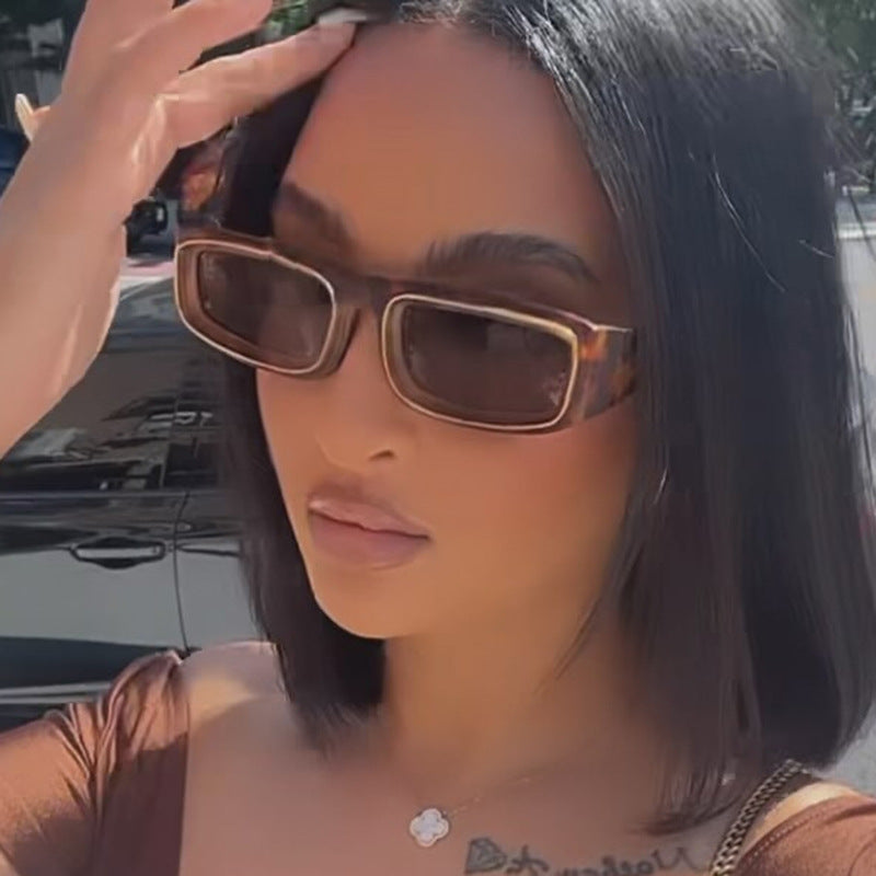 Ladies trendy rectangular sunglasses with elegant color play Kalsten