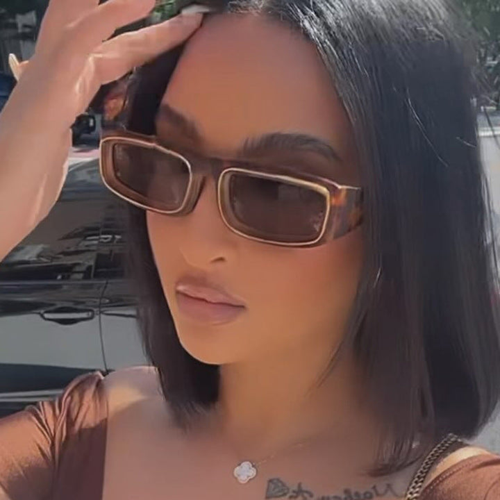 Ladies trendy rectangular sunglasses with elegant color play Kalsten