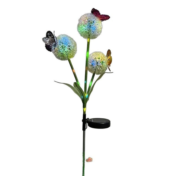 Solar Dandelion Orb Garden Stake Lights With Butterfly Accent And Dusk-To-Dawn Sensor Kalsten