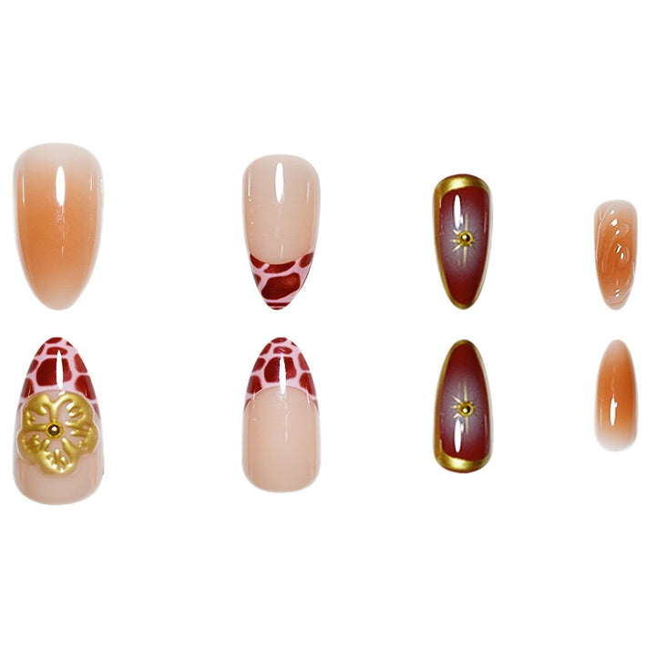Artistic Stiletto Press-On Nails with Floral and Star Designs Kalsten