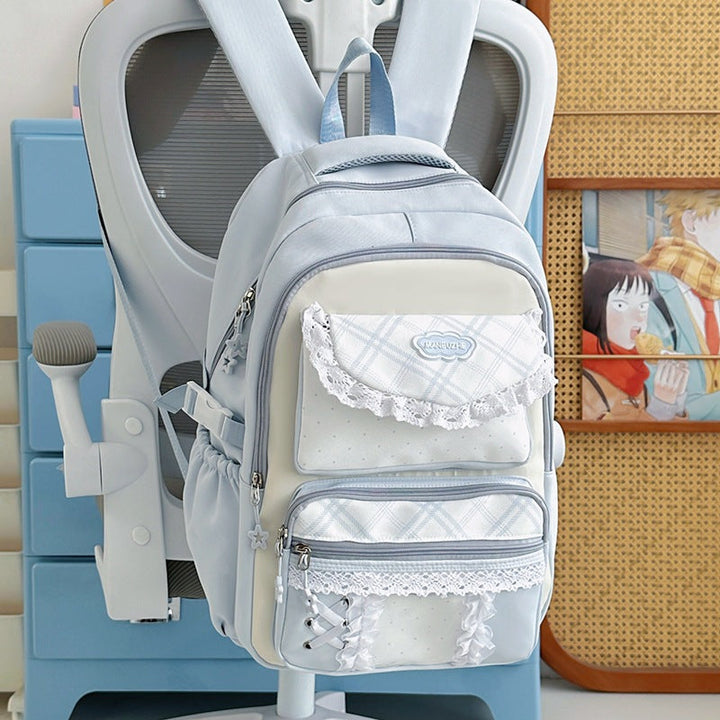 Fashion-Forward Ruffled Flap School Backpack