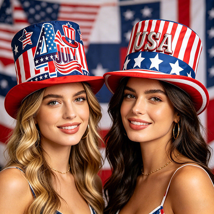 Unisex nano patriotic party top hat with Independence Day motif and lightweight polyester construction One size Kalsten