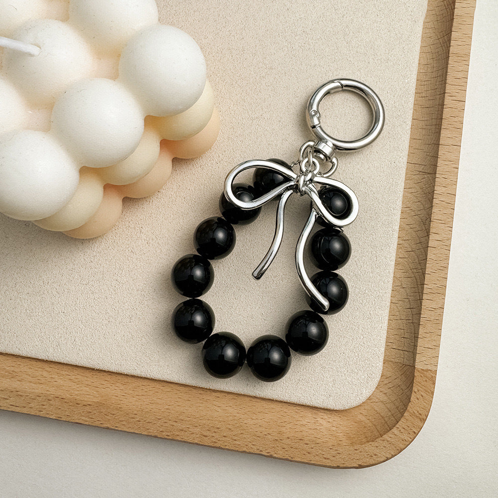 Charming Bow and Bead Keychain Kalsten