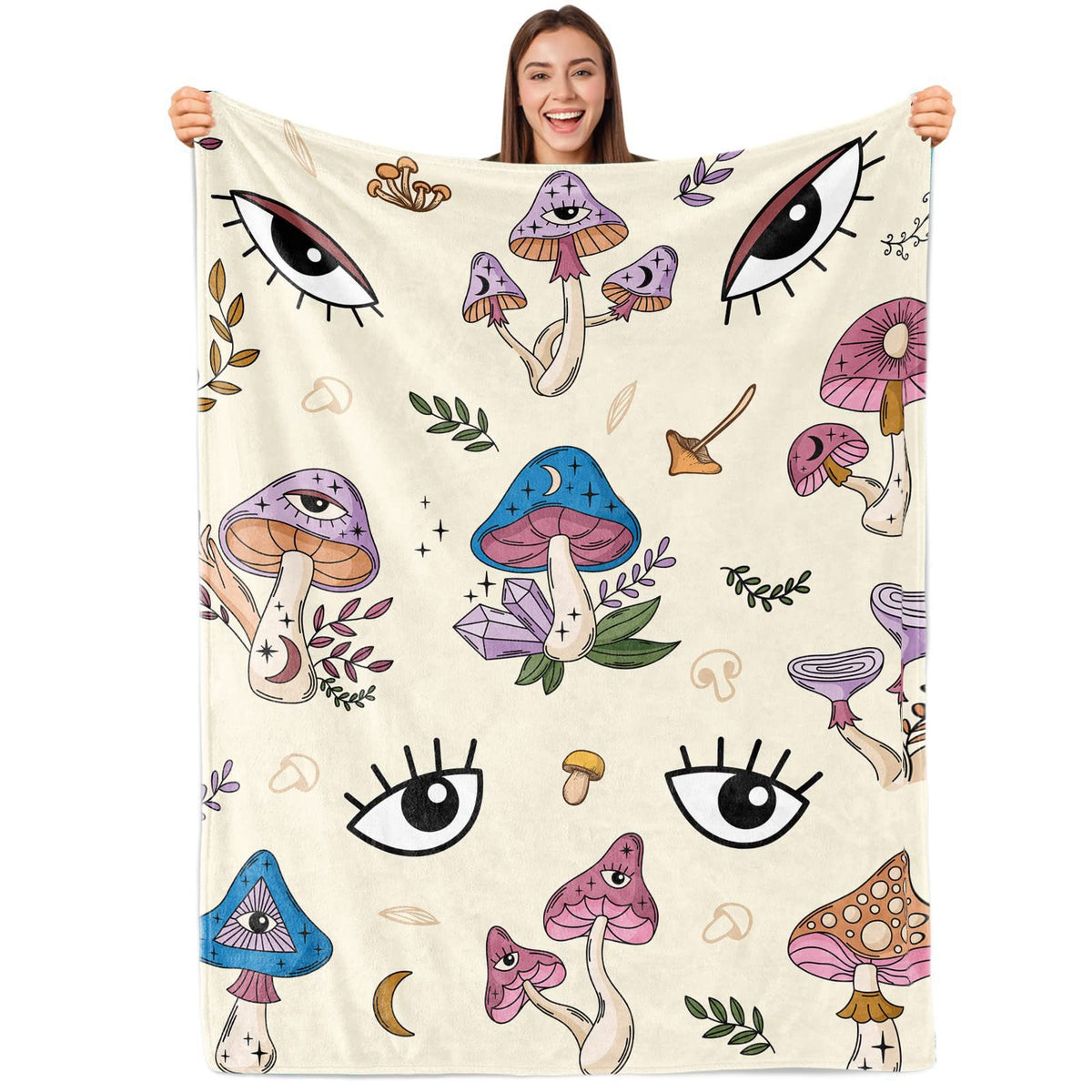 Artistic Mushroom-Themed Throw Blanket