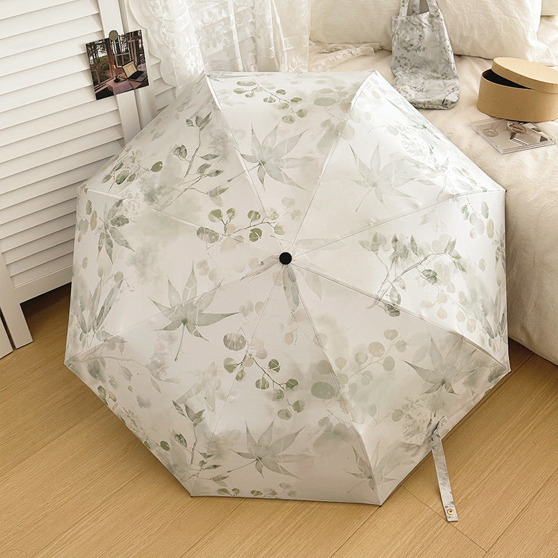 Women's Foldable Umbrella with Elegant Botanical Pattern Kalsten