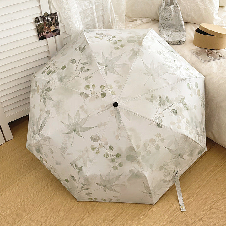 Women's Foldable Umbrella with Elegant Botanical Pattern Kalsten