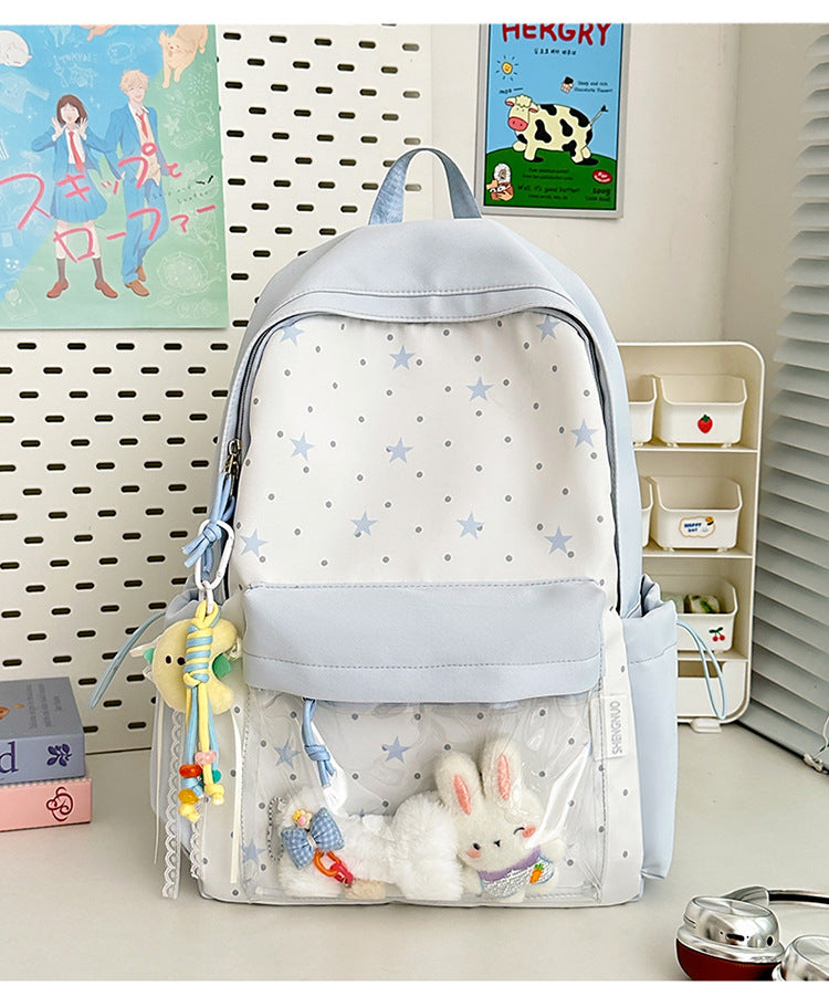Children's Whimsical Star-Themed Transparent School Backpack