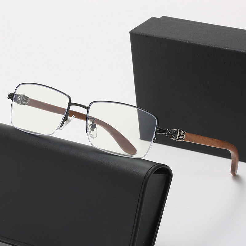 Ladies fashionable glasses with rectangular frame and high-quality wood details Kalsten