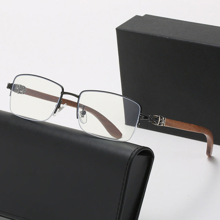 Ladies fashionable glasses with rectangular frame and high-quality wood details Kalsten