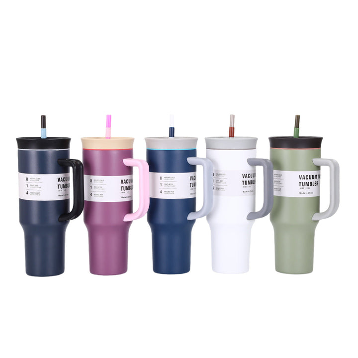 Ladies' insulated cup with practical drinking straw and ergonomic handle Kalsten