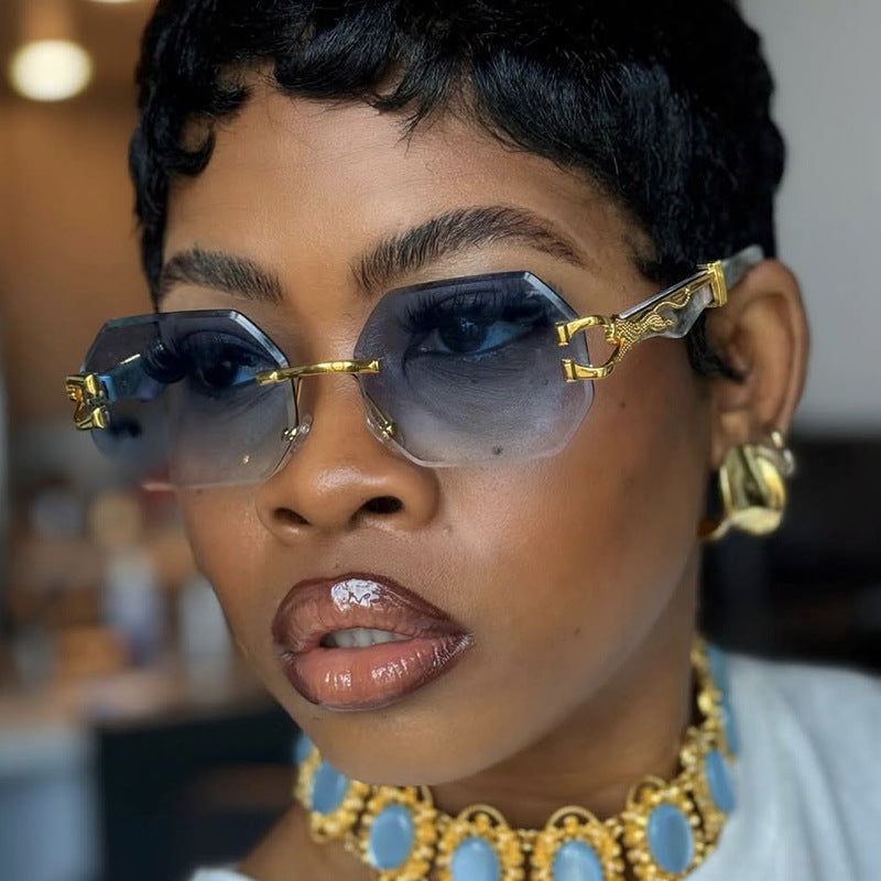Women's fashionable sunglasses with extravagant octagonal design and golden accents Kalsten