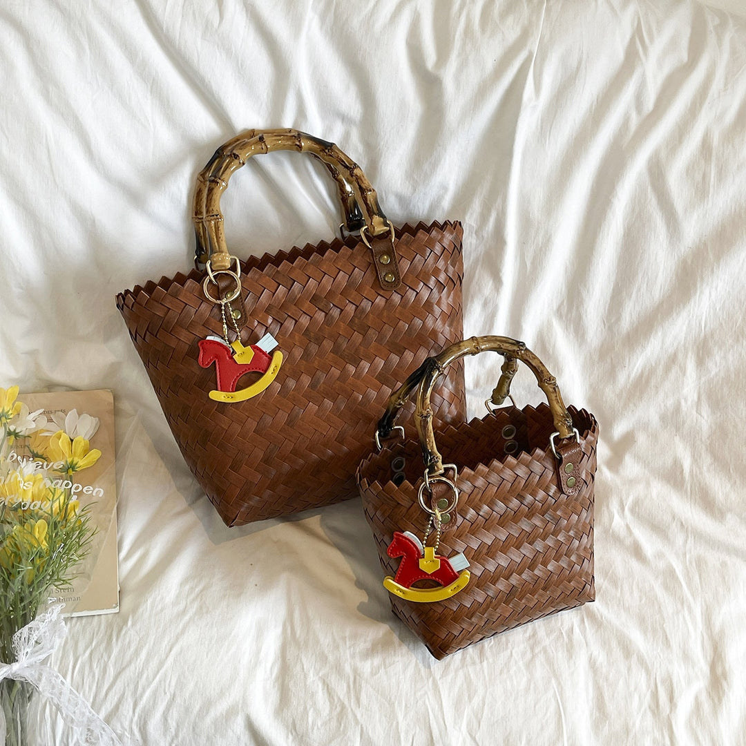 Handcrafted basket bag with bamboo handles Kalsten