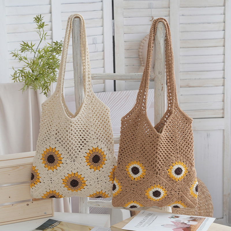 Handcrafted Jute Bag with Colorful Flower Pattern Kalsten