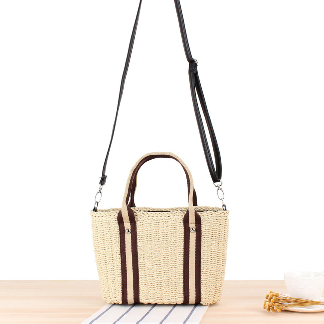 Handbag Made of Braided Natural Material with Removable Leather Strap Kalsten