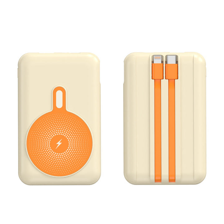 Portable power bank with inductive charging function and integrated cable management Kalsten
