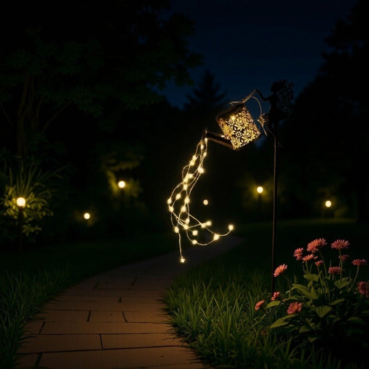 Decorative Fairy Silhouette Garden Stake With LED Watering-Can Cascade Light Kalsten
