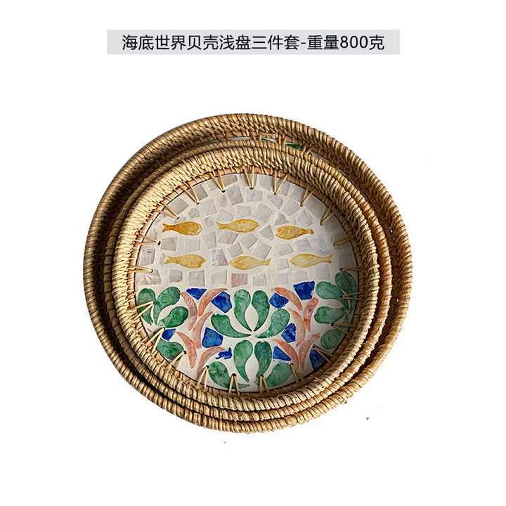 Ladies' cowhide serving basket with handwoven design Kalsten