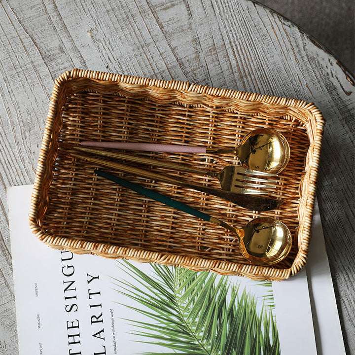 Handwoven Rectangular Wicker Storage Basket Kalsten