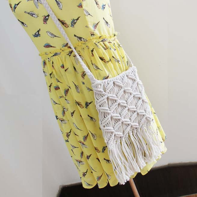 Hand-knotted macrame bag with fringes Kalsten