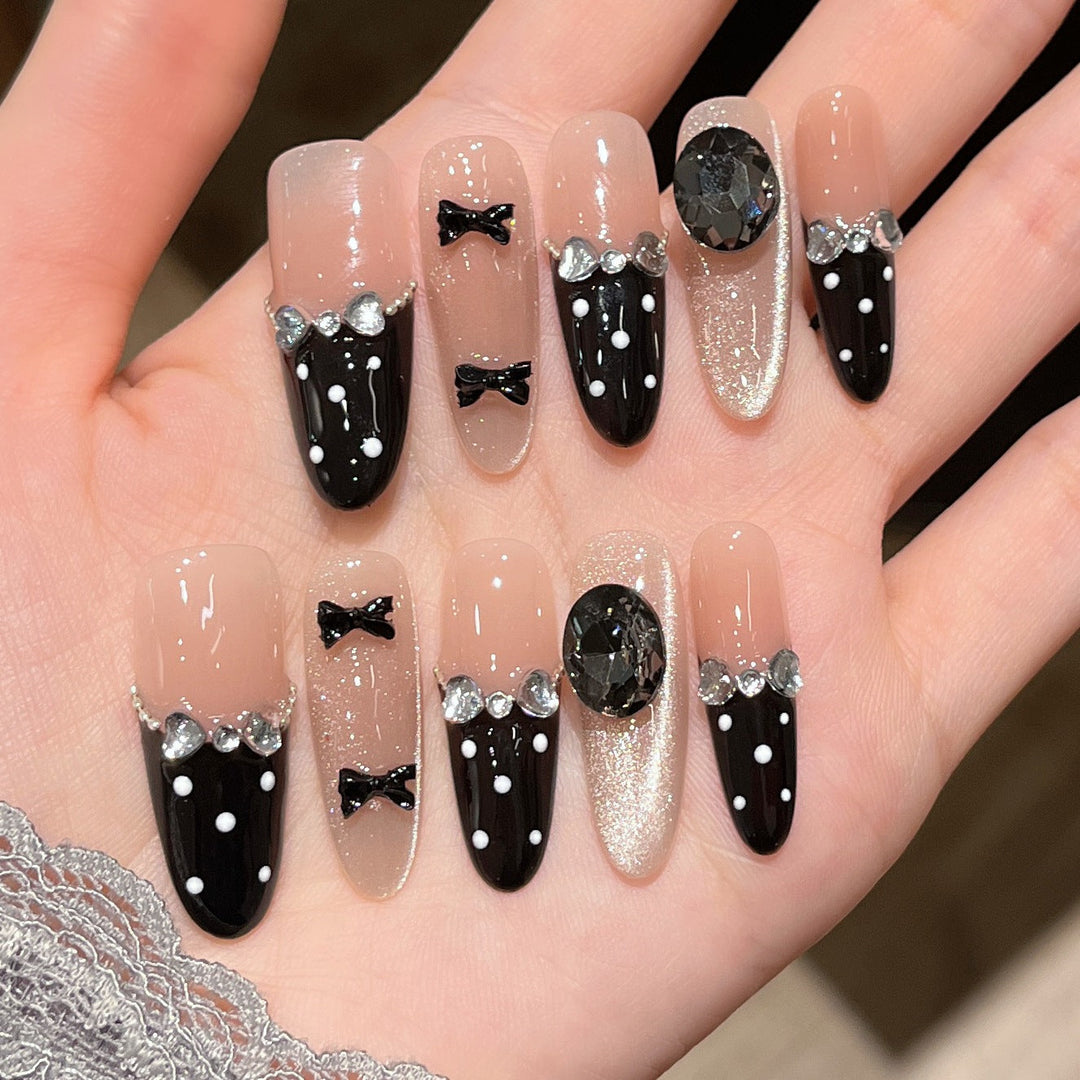 Elegant Decorative Press-On Nail Extensions with Pearls Kalsten