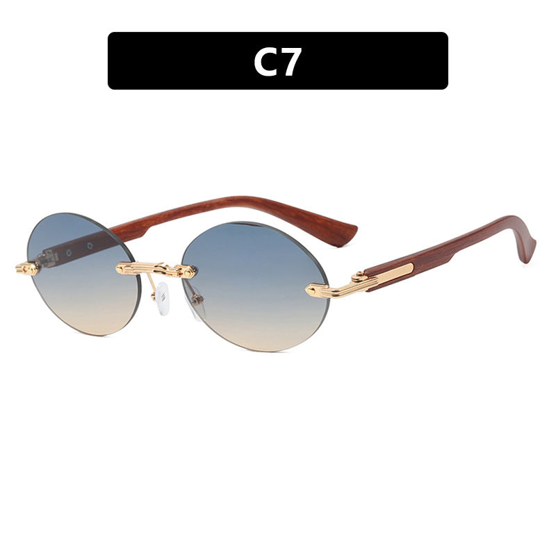 Women's round sunglasses with elegant wooden frame and UV protection Kalsten