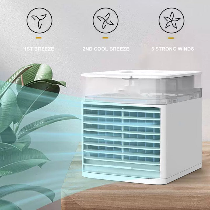 Unisex one size compact desktop evaporative air cooler with detachable top filling tank and adjustable directional louvers Kalsten