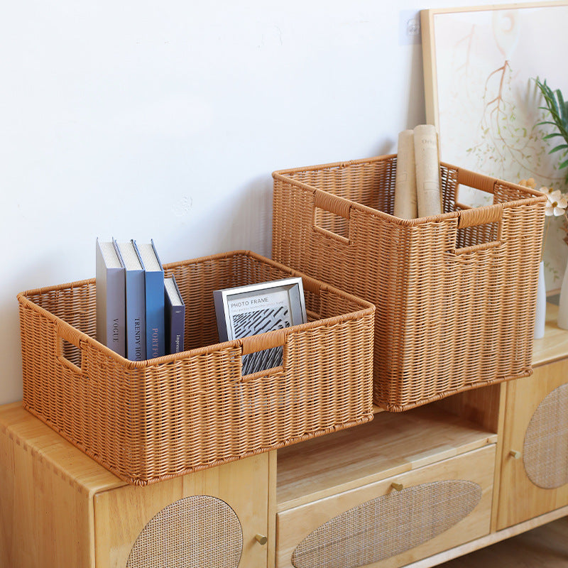 Handwoven Storage Basket with Cutout Handles Kalsten