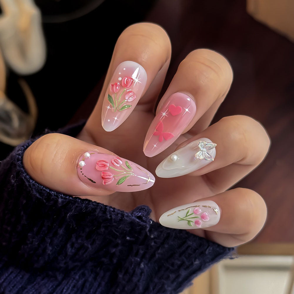 Floral-Embellished Press-On Nail Collection Kalsten
