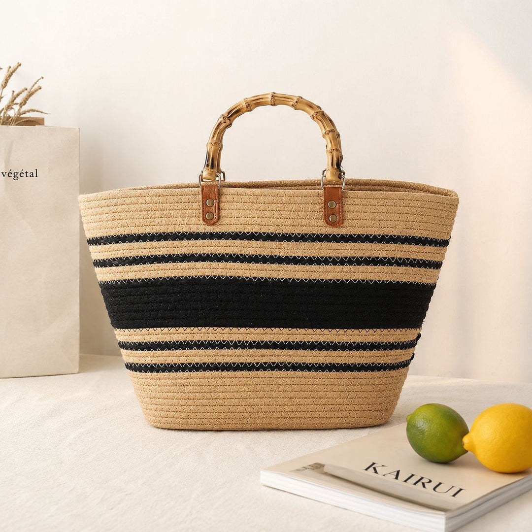 Stylish basket bag with bamboo handles Kalsten