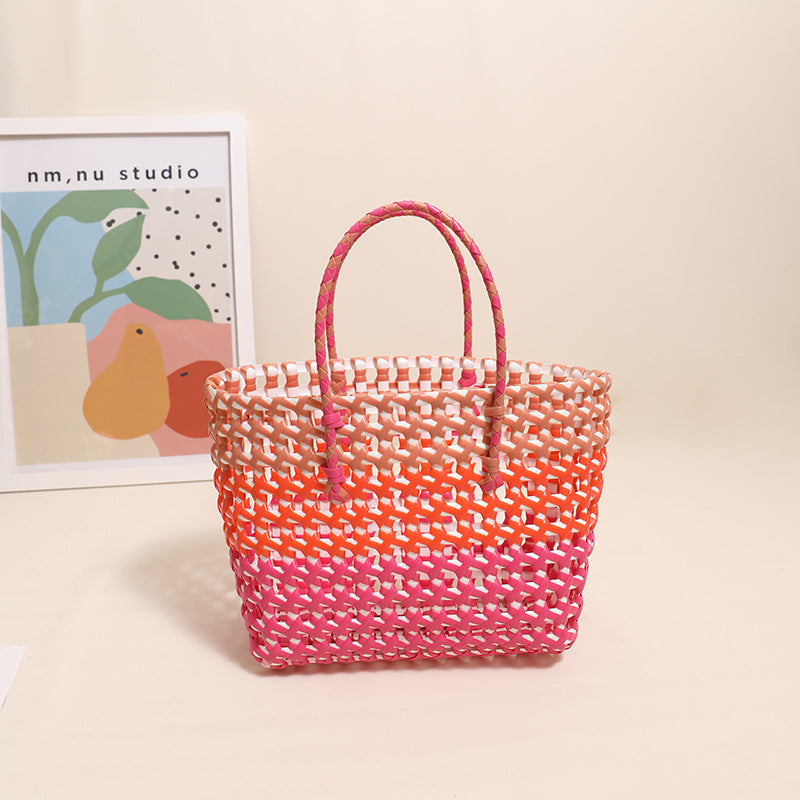 Handcrafted straw bag with colorful gradient Kalsten