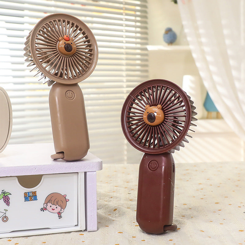 Women Portable Handheld Fan with Cute Bear Motif Kalsten