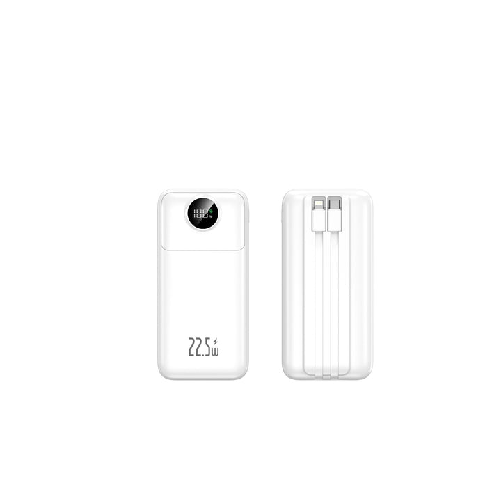 Compact power bank with integrated charging cables and digital charge level indicator Kalsten