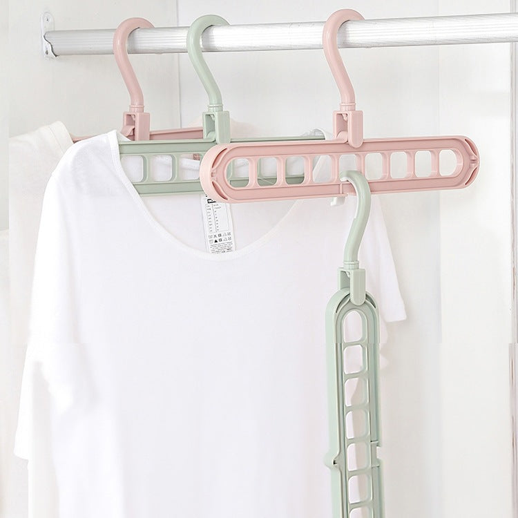Foldable Multi-Slot Space-Saving Cascading Closet Hanger With Swivel Hook